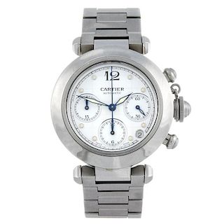 CARTIER - a Pasha de Cartier chronograph bracelet watch. Stainless steel case. Reference 2412, seria