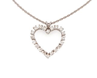 14K Gold and Diamond Heart Pendant Necklace