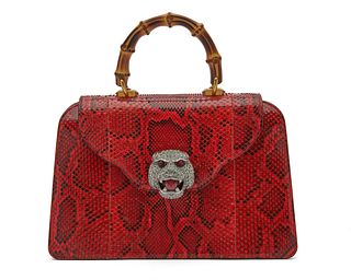 GUCCI Red Snakeskin 'Juvenilia' Handbag