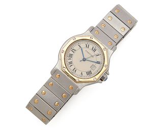 CARTIER Stainless Steel and 18K Gold 'Santos' Wristwatch