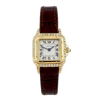 CARTIER - a Panthere wrist watch. Diamond set 18ct yellow gold case. Reference 1070, serial CC465321