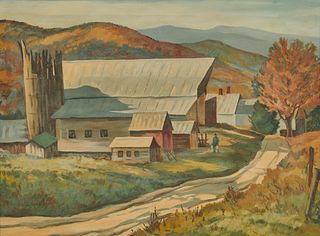 WILLIAM SCHALDACH, (American, 1896-1982), Vermont Barn Landscape, oil on canvas, 18 x 24 in., frame: 23 x 29 in.