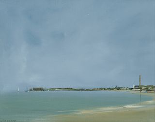 ANNE PACKARD, (American, b. 1935), View of Provincetown, oil on panel, 8 x 10 in., frame: 10 3/4 x 12 3/4 in.