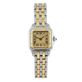 CARTIER - a Panthere bracelet watch. Stainless steel case with yellow metal bezel. Reference 166921,