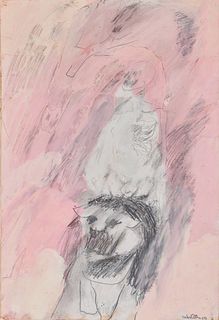 CARLOS VILLA, (American, 1936-2013), Untitled, 1959, oil, charcoal, and pencil on paper, 22 x 15 in., frame: 30 1/2 x 22 1/2 in.