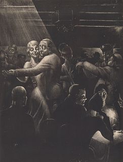 KYRA MARKHAM, (American, 1891-1967), Night Club, 1935, lithograph, sight: 14 3/4 x 11 1/2 in., frame: 18 1/2 x 14 1/2 in.