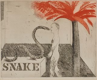 DAVID HOCKNEY, (English, b. 1937), Jungle Boy, 1964, etching and aquatint, sight: 15 x 20 in., frame: 24 x 27 in.