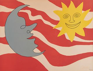 ALEXANDER CALDER, (American, 1898-1976), Sun and Moon, lithograph, sight: 19 1/2 x 25 1/2 in.; frame: 29 x 35 in.