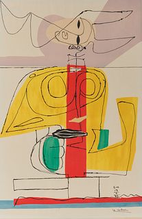 LE CORBUSIER, (Swiss, 1887-1965), Taureau, 1963, color lithograph, sheet: 43 x 28 in., frame: 45 1/2 x 30 1/2 in.