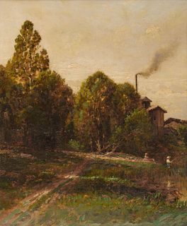 JOHN BUNYAN BRISTOL, (American, 1826-1909), River View, oil on canvas, 18 1/4 x 15 1/2 in., frame: 21 3/4 x 19 1/4 in.