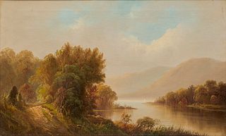 AMERICAN SCHOOL, (19th century), Landscape, oil on canvas, 22 x 36 in., frame: 26 1/2 x 40 1/2 in.