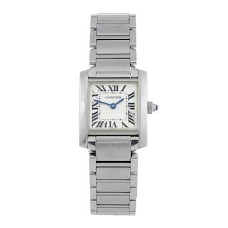 CARTIER - a Tank Francaise bracelet watch. Stainless steel case. Reference 2300, serial CC579074. Si