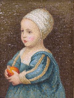 Antique Micro Mosaic, "Bambina Del Van Dyck"