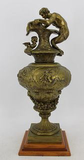 Antique Dore Bronze Figural Urn / Ewer As A Lamp.