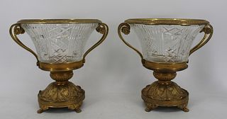 A  Pair Of Finest Quality Bronze Mounted Cut Glass
