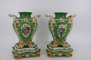 Pair Paris Porcelain (Jacob Petit) Porcelain Urns