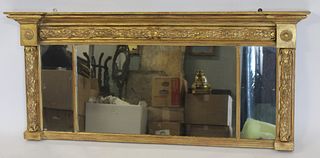 Antique Carved And Giltwood Over Mantel Mirror.