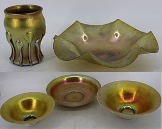 3 Art Glass Bowls, a Favrille Vase & A Favrille