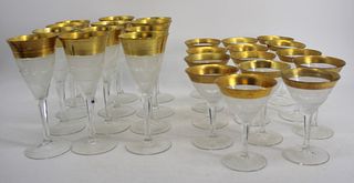 In the Style of Moser Gold Rim Glasses