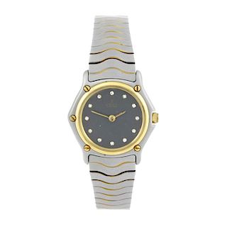 EBEL - a lady's Classic Wave bracelet watch. Stainless steel case with gold plated bezel. Reference