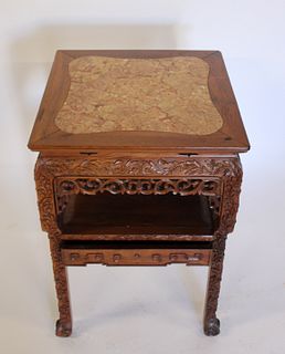 Antique & Finely Carved Chinese 2 Drawer Hardwood