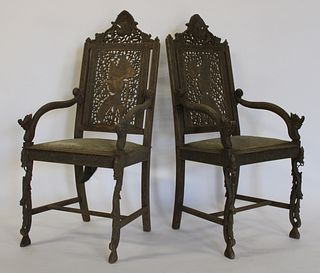 Antique Pair of Finely Carved South East Asian