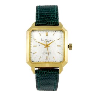 GIRARD-PERREGAUX - a gentleman's wrist watch. Yellow metal case, stamped 18K, 0.750. Reference 6656,