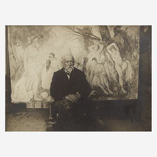 Émile Bernard (French, 1868-1941) Paul Cézanne, Portrait Dans L'Atelier Devant Les Grandes Baigneuses, Aix-En-Provence (Paul Cézanne, Portrait in the 