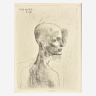 Pablo Picasso (Spanish, 1881-1973) Buste d'Homme (Plate IV from La Suite des Saltimbanques)