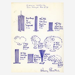 Harry Bertoia (American, 1915-1978) Untitled Drawing (Original Bill of Sale from Bertoia to Ben Mangel)