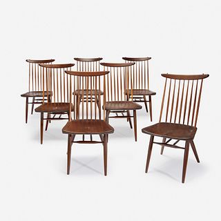 George Nakashima (American, 1905-1990) Set of Seven "Origins" Side Chairs, Model No. 271-W, Widdicomb, Grand Rapids, Michigan, circa 1960s