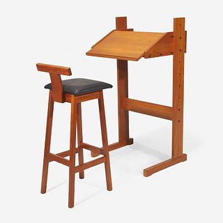 Danish Modern Adjustable-Height Desk or Lectern and Chair, circa 1960s