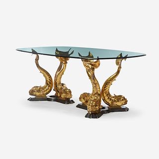 Fantasy Double Pedestal Dining Table, circa 1970s