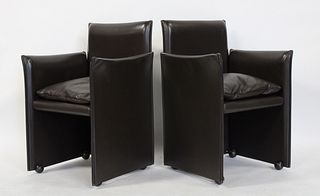 A Pair Of Cassina Leather Arm Chairs.