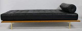 Leather Upholstered Day Bed in manner of Mies van