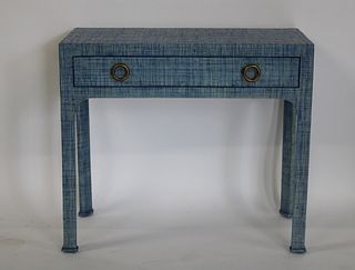 Karl Springer Style Linen Wrapped Console.