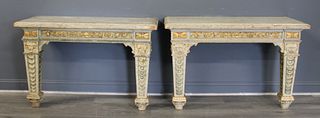A Pair Of 18 / 19 Century Venetian Carved & Paint