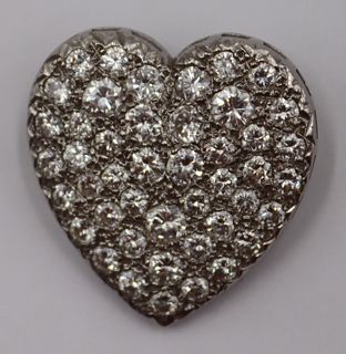 JEWELRY. 14kt Gold and Diamond Heart Brooch.