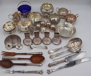 SILVER. Assorted Grouping of Silver Tablewares.