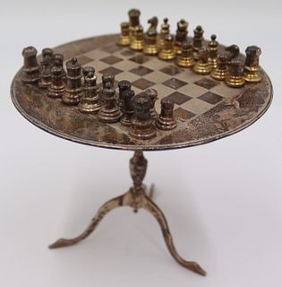 SILVER. English Silver Diminutive Chess Set and