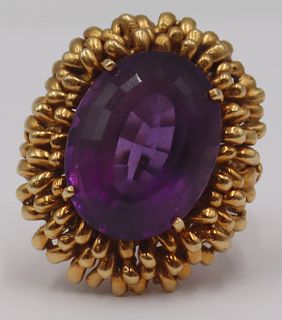 JEWELRY. 14kt Gold and Amethyst Statement Ring.
