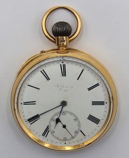 JEWELRY. Men's English 18kt Gold Pocket Watch.
