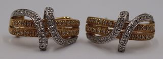 JEWELRY. Pair of 14kt Bi-Color Gold and Diamond