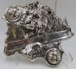 Silvered Bronze Inkwell of a Lion.