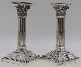 SILVER. Pair of Signed English Silver Candlesticks