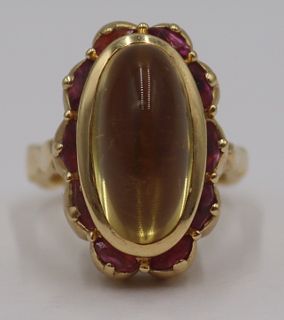 JEWELRY. Signed 18kt Gold and Colored Gem Ring.