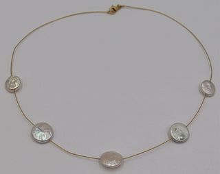 JEWELRY. 18kt Gold and Button Pearl Necklace.