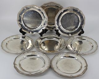 SILVER. (8) Antique English Silver Plates.