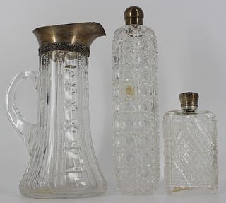 STERLING. Grouping of Sterling Mounted  Cut Glass