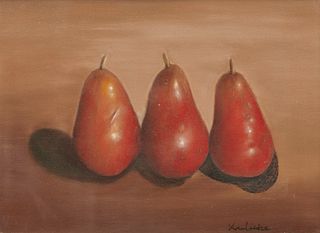 ROBERT MOORE KULICKE, (American, 1924-2007), Three Pears, oil on canvas, 9 x 12 in., frame: 12 1/2 x 15 1/2 in.